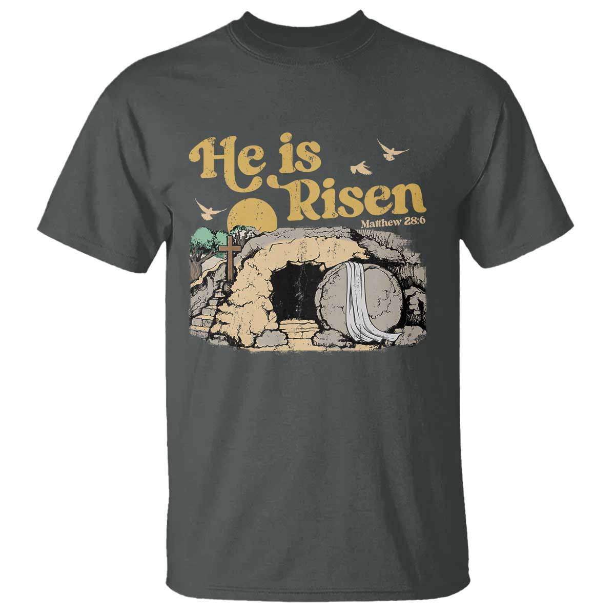 He Is Risen T Shirt Retro Vintage Easter Jesus Christian Apparel - Wonder Print Shop