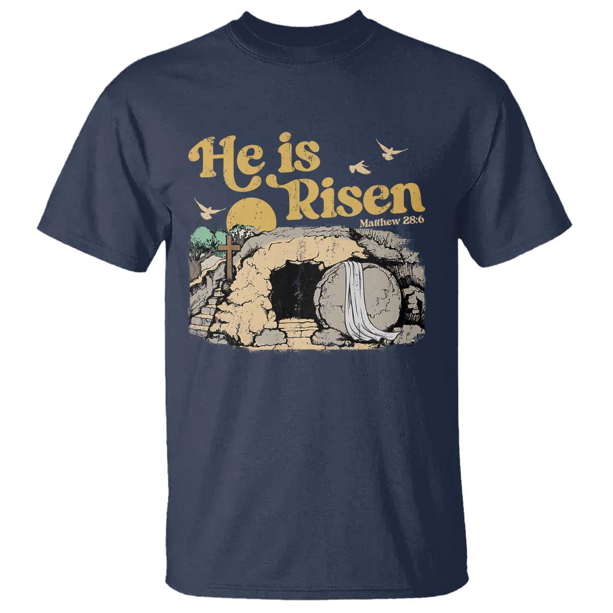 He Is Risen T Shirt Retro Vintage Easter Jesus Christian Apparel - Wonder Print Shop