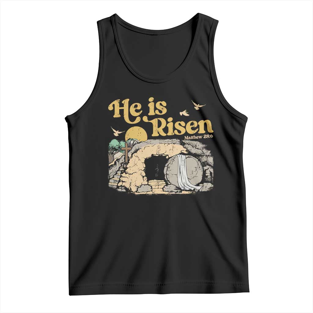 He Is Risen Tank Top Retro Vintage Easter Jesus Christian Apparel - Wonder Print Shop