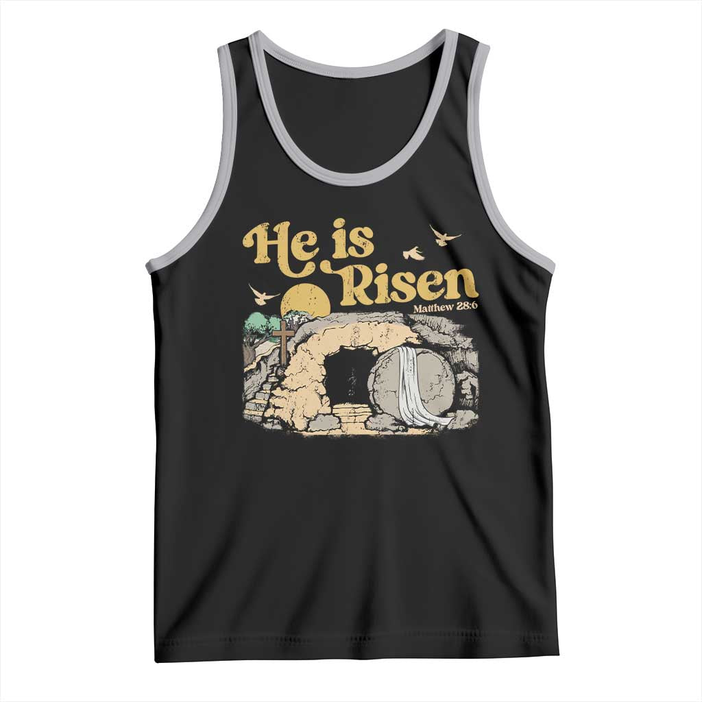 He Is Risen Tank Top Retro Vintage Easter Jesus Christian Apparel - Wonder Print Shop