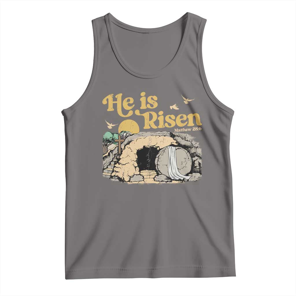 He Is Risen Tank Top Retro Vintage Easter Jesus Christian Apparel - Wonder Print Shop