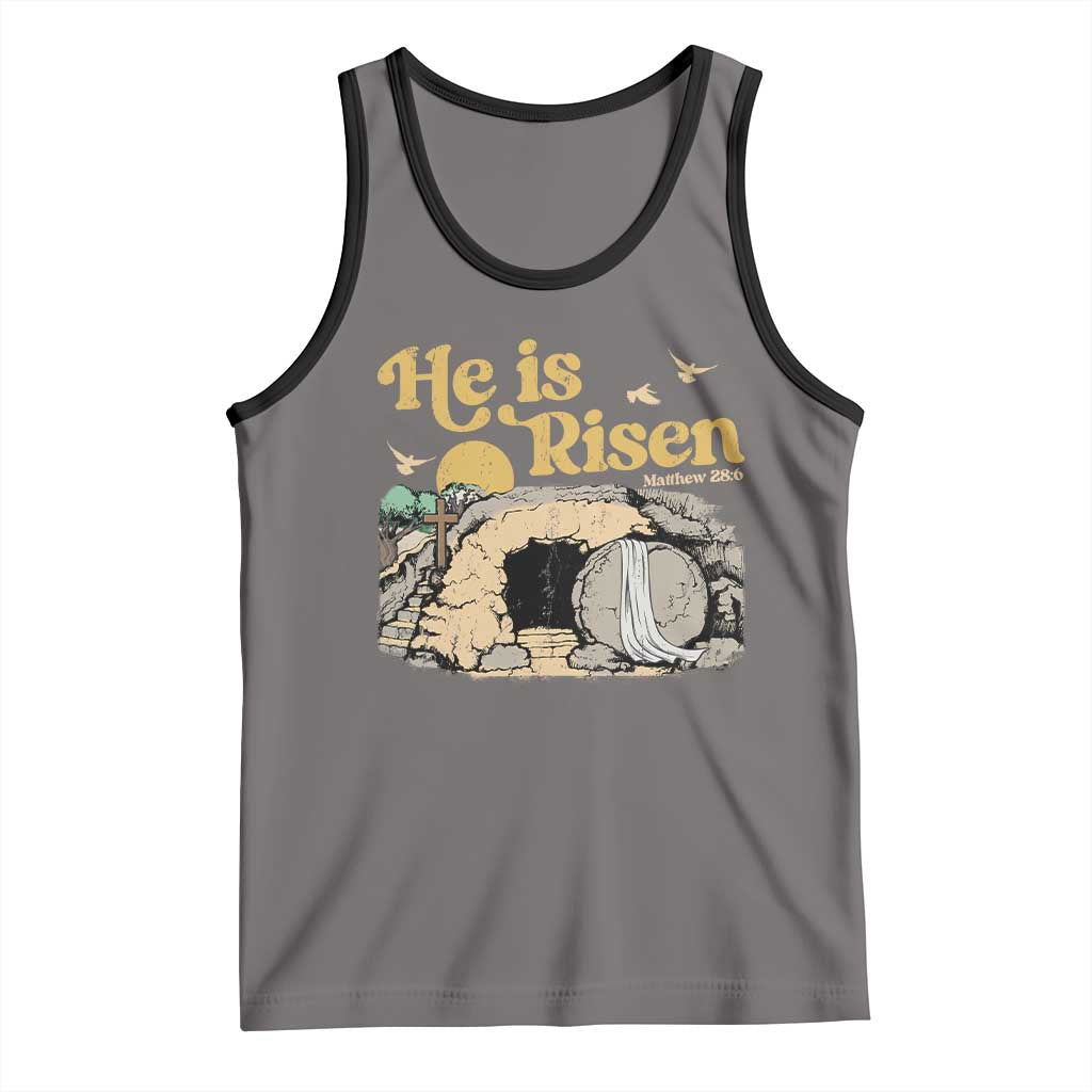 He Is Risen Tank Top Retro Vintage Easter Jesus Christian Apparel - Wonder Print Shop