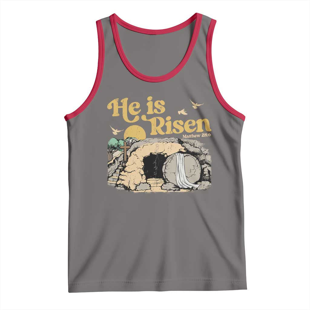 He Is Risen Tank Top Retro Vintage Easter Jesus Christian Apparel - Wonder Print Shop
