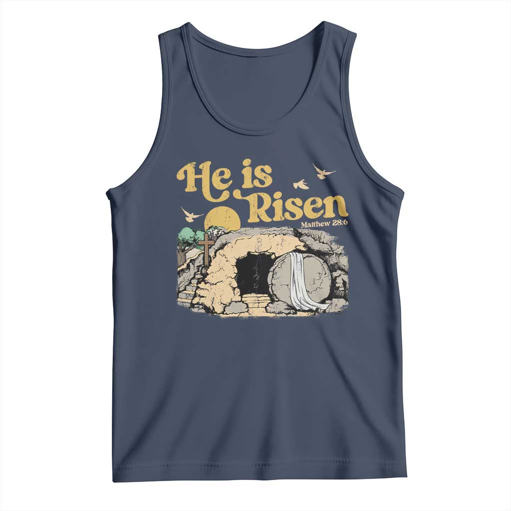 He Is Risen Tank Top Retro Vintage Easter Jesus Christian Apparel - Wonder Print Shop