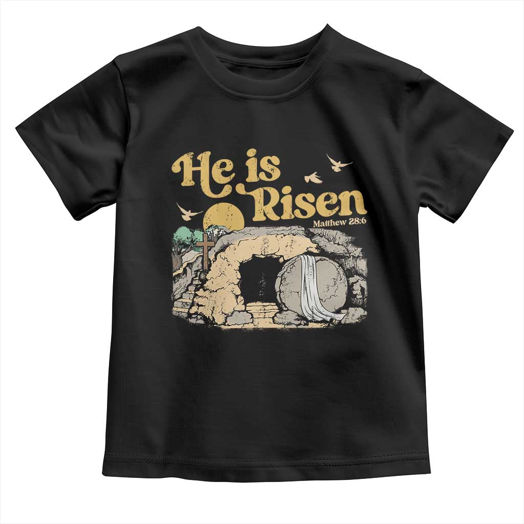 He Is Risen Toddler T Shirt Retro Vintage Easter Jesus Christian Apparel - Wonder Print Shop