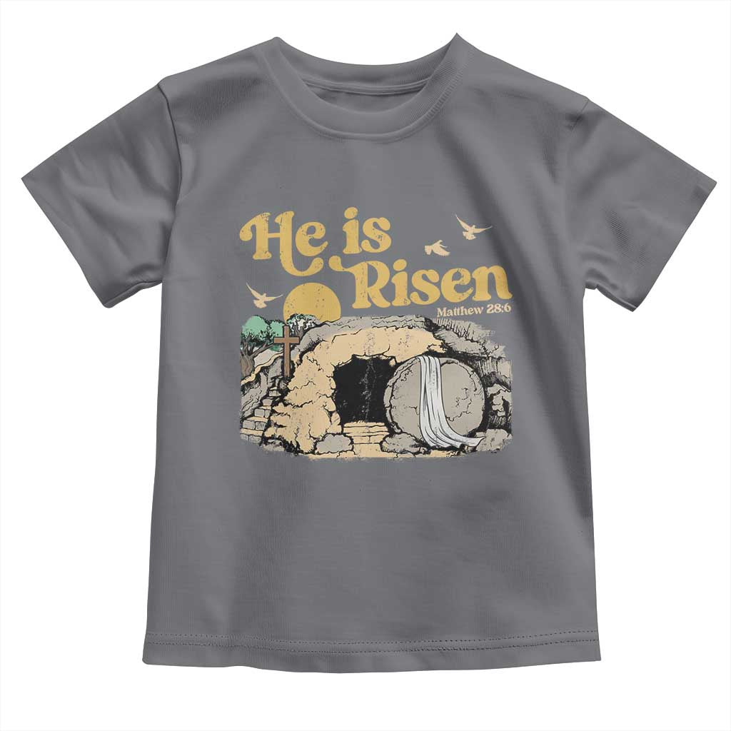 He Is Risen Toddler T Shirt Retro Vintage Easter Jesus Christian Apparel - Wonder Print Shop