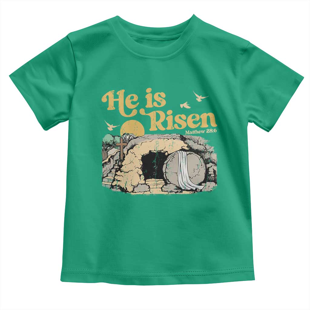 He Is Risen Toddler T Shirt Retro Vintage Easter Jesus Christian Apparel - Wonder Print Shop