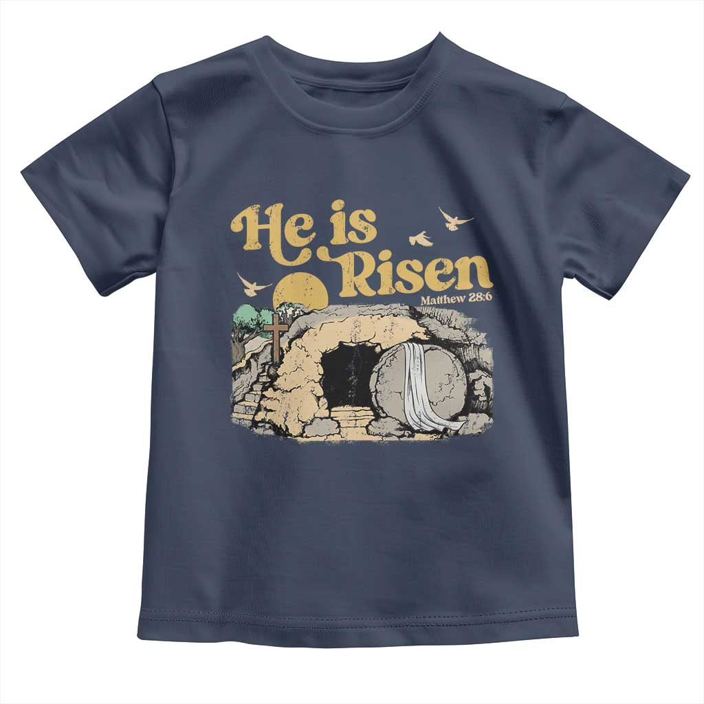 He Is Risen Toddler T Shirt Retro Vintage Easter Jesus Christian Apparel - Wonder Print Shop