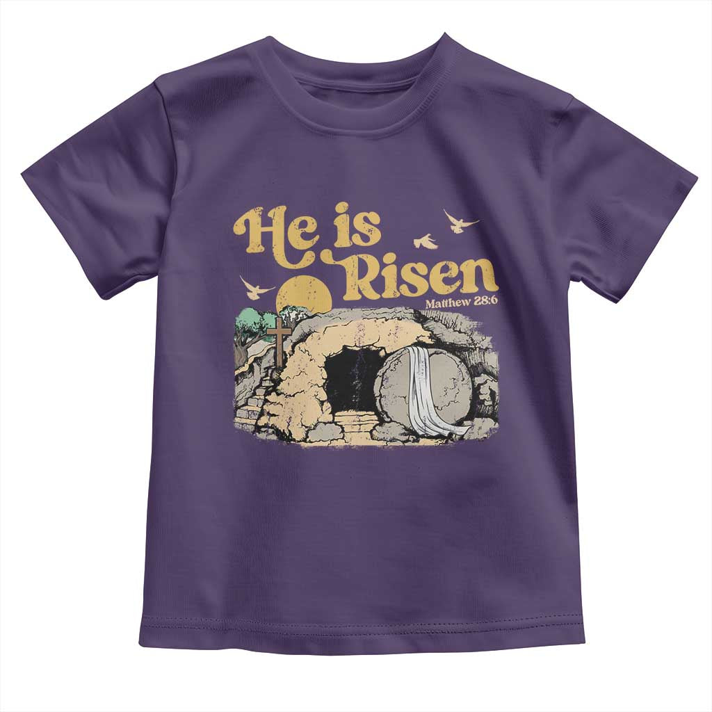 He Is Risen Toddler T Shirt Retro Vintage Easter Jesus Christian Apparel - Wonder Print Shop