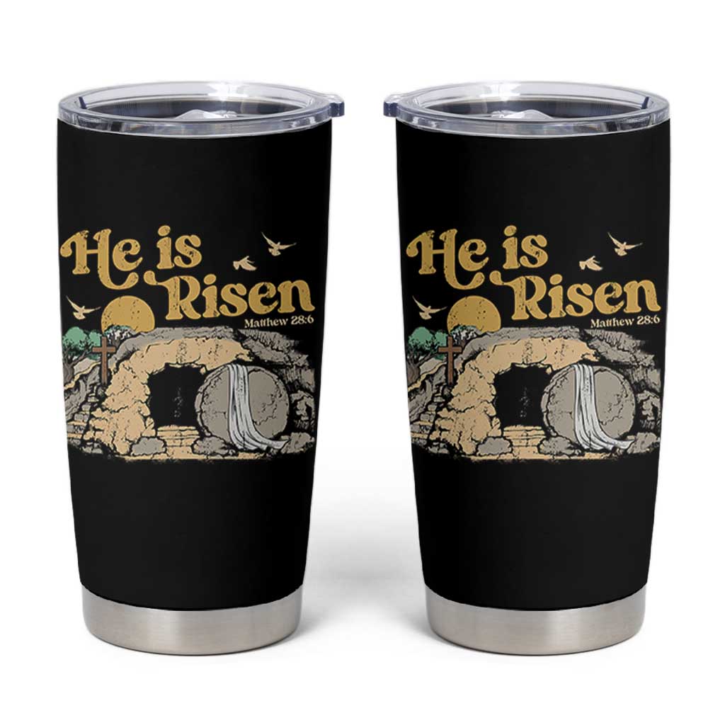 He Is Risen Tumbler Cup Retro Vintage Easter Jesus Christian Apparel - Wonder Print Shop