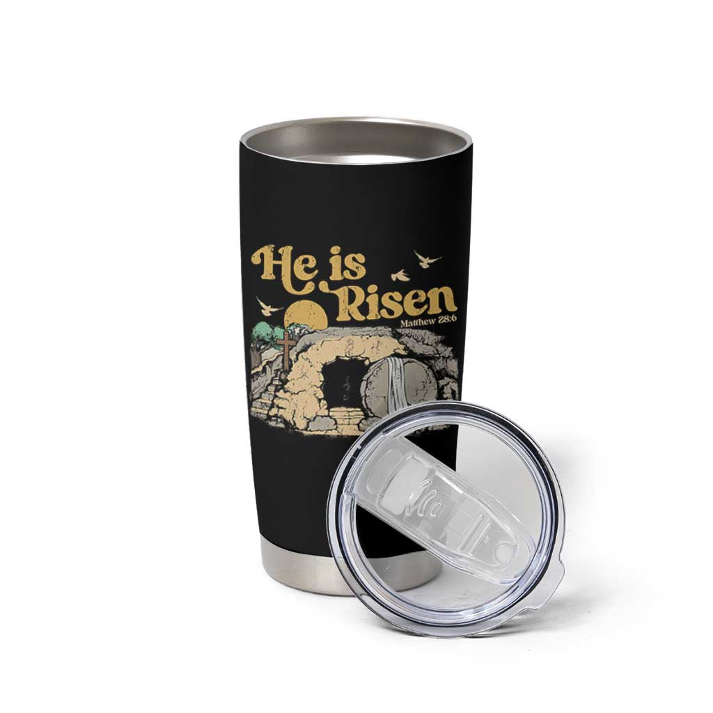 He Is Risen Tumbler Cup Retro Vintage Easter Jesus Christian Apparel - Wonder Print Shop