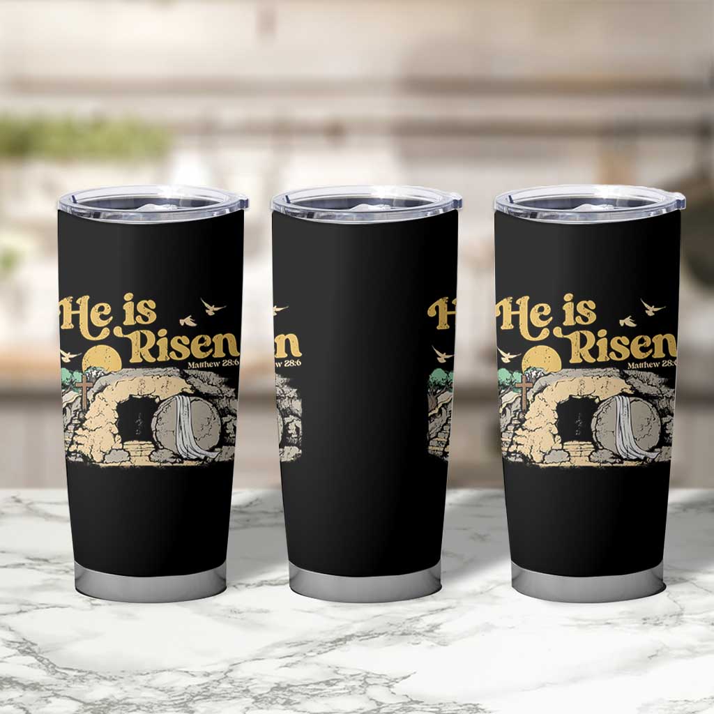 He Is Risen Tumbler Cup Retro Vintage Easter Jesus Christian Apparel - Wonder Print Shop