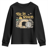 He Is Risen Youth Sweatshirt Retro Vintage Easter Jesus Christian Apparel - Wonder Print Shop