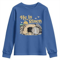 He Is Risen Youth Sweatshirt Retro Vintage Easter Jesus Christian Apparel - Wonder Print Shop