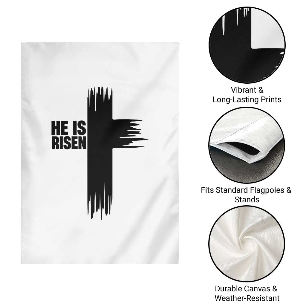 He Is Risen Garden Flag Christian Easter Cross