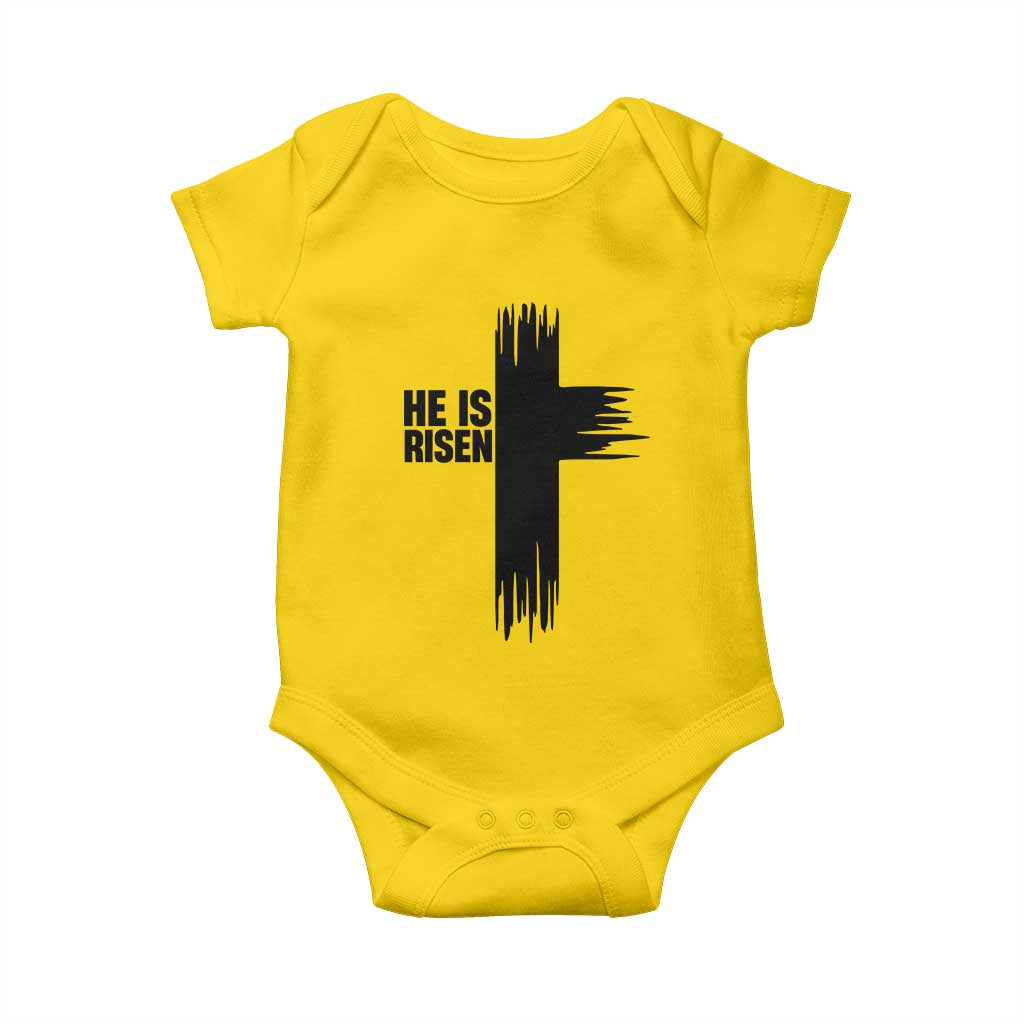 He Is Risen Baby Onesie Christian Easter Cross