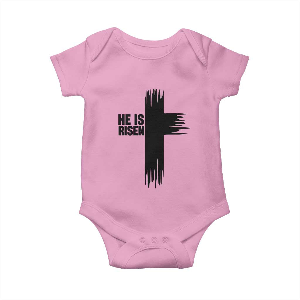 He Is Risen Baby Onesie Christian Easter Cross
