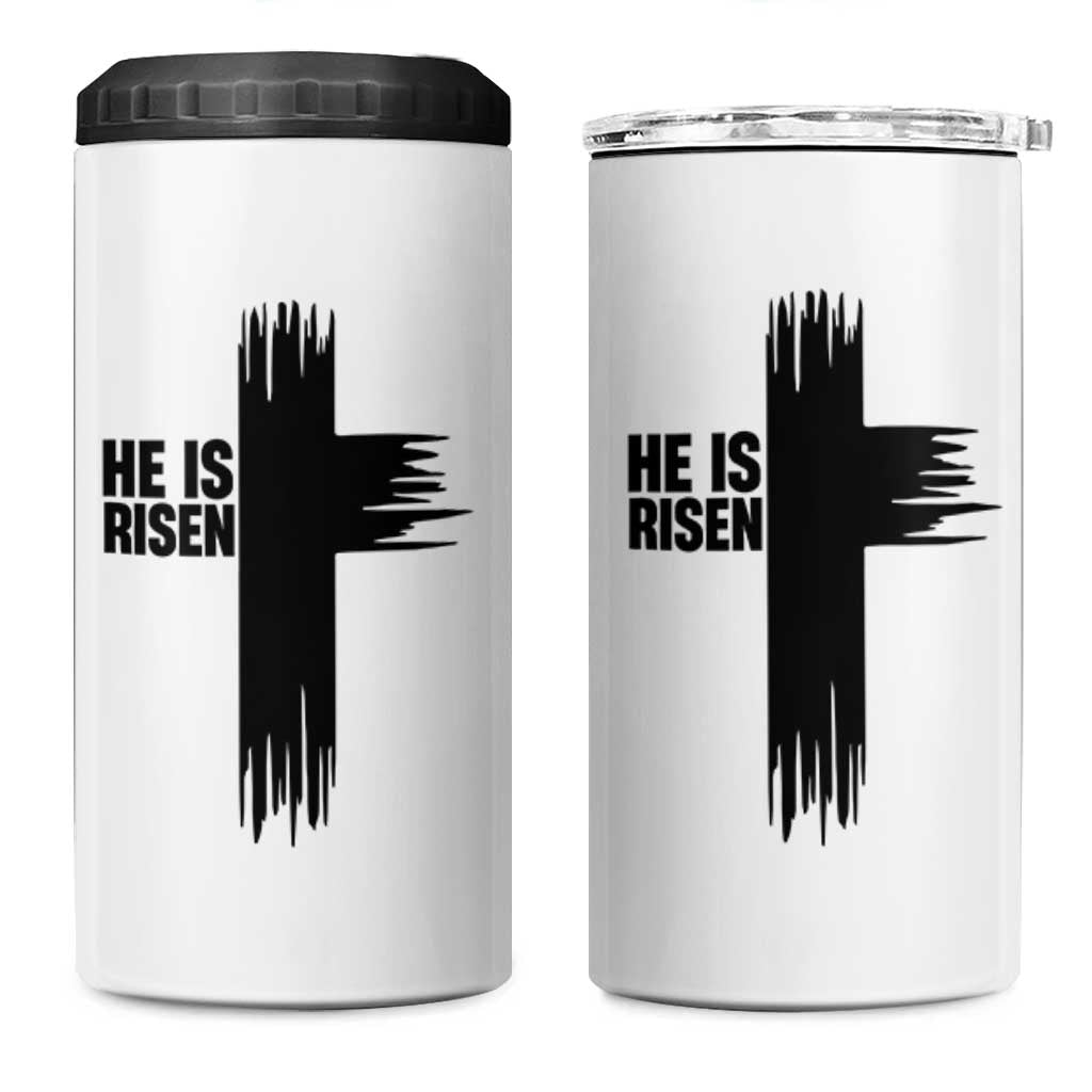 He Is Risen 4 in 1 Can Cooler Tumbler Christian Easter Cross