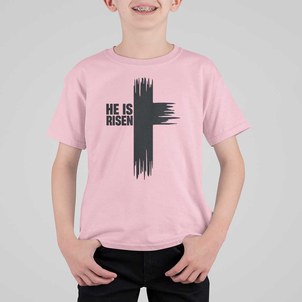 He Is Risen T Shirt For Kid Christian Easter Cross