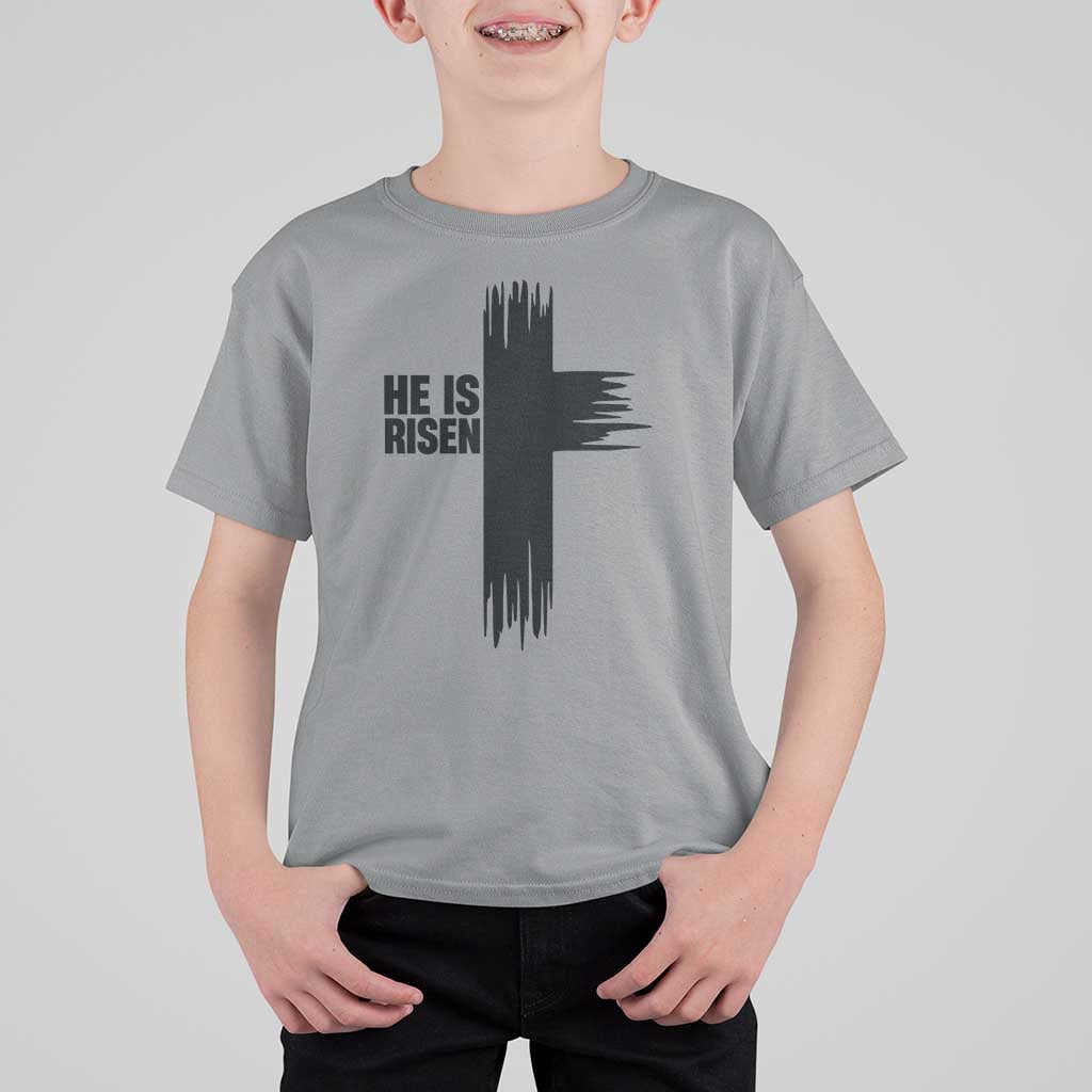 He Is Risen T Shirt For Kid Christian Easter Cross