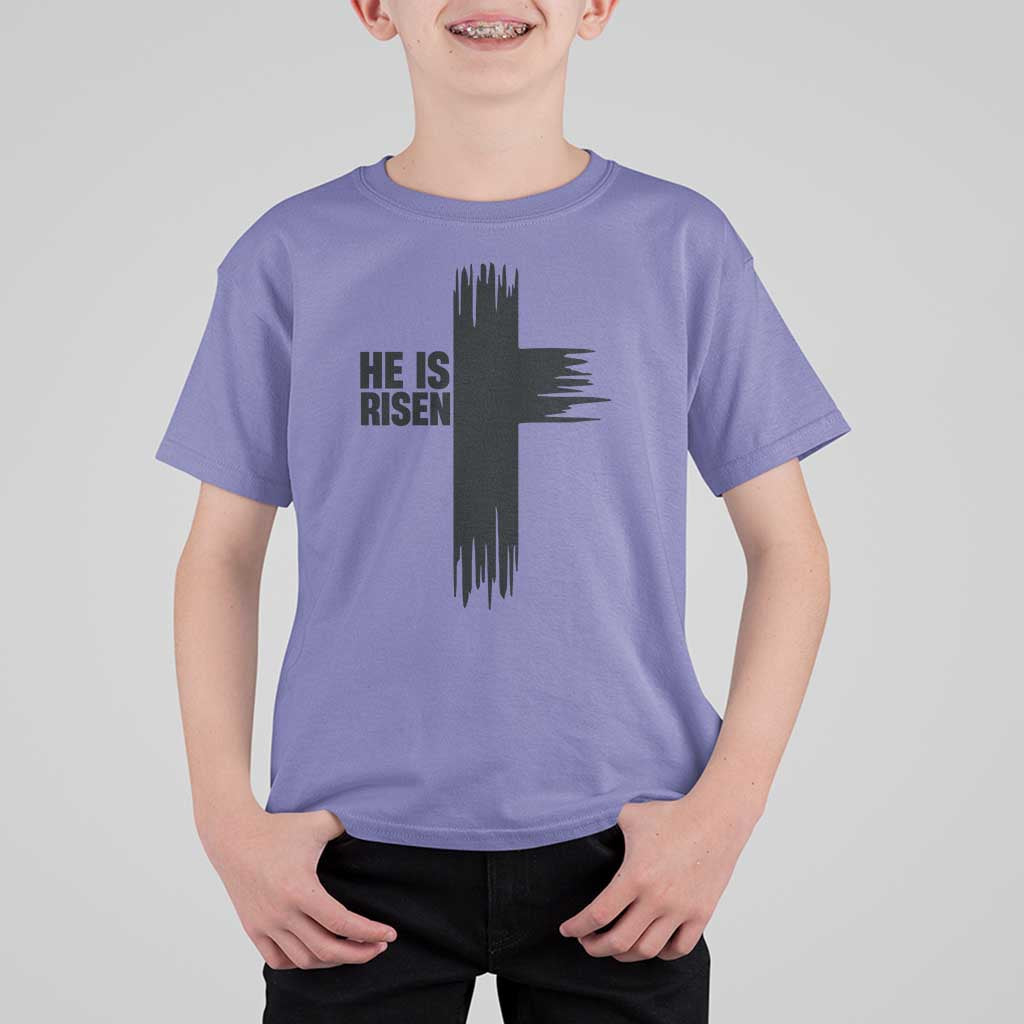 He Is Risen T Shirt For Kid Christian Easter Cross