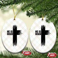 He Is Risen Ceramic Ornament Christian Easter Cross