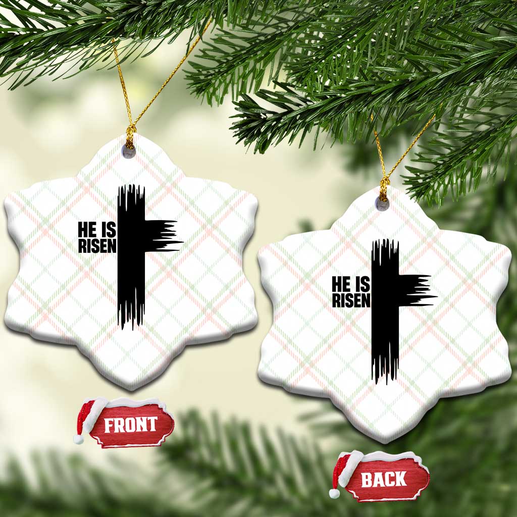 He Is Risen Ceramic Ornament Christian Easter Cross