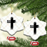 He Is Risen Ceramic Ornament Christian Easter Cross