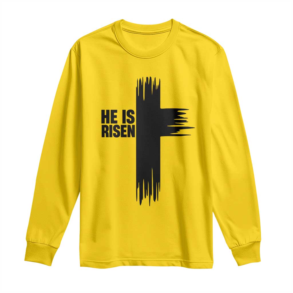 He Is Risen Long Sleeve Shirt Christian Easter Cross