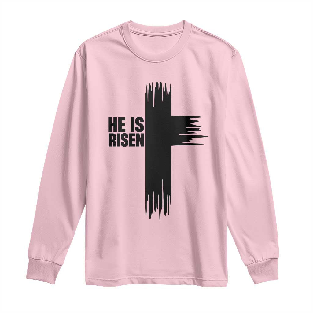 He Is Risen Long Sleeve Shirt Christian Easter Cross