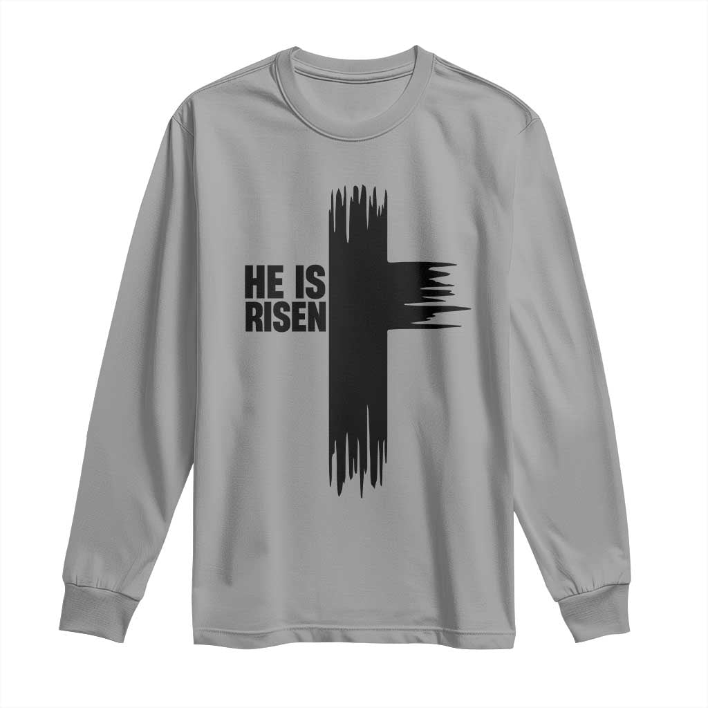 He Is Risen Long Sleeve Shirt Christian Easter Cross
