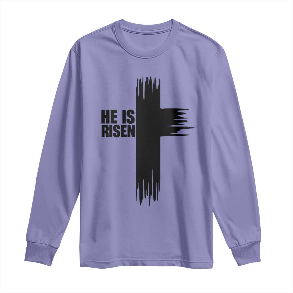 He Is Risen Long Sleeve Shirt Christian Easter Cross