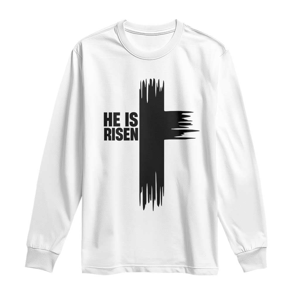 He Is Risen Long Sleeve Shirt Christian Easter Cross