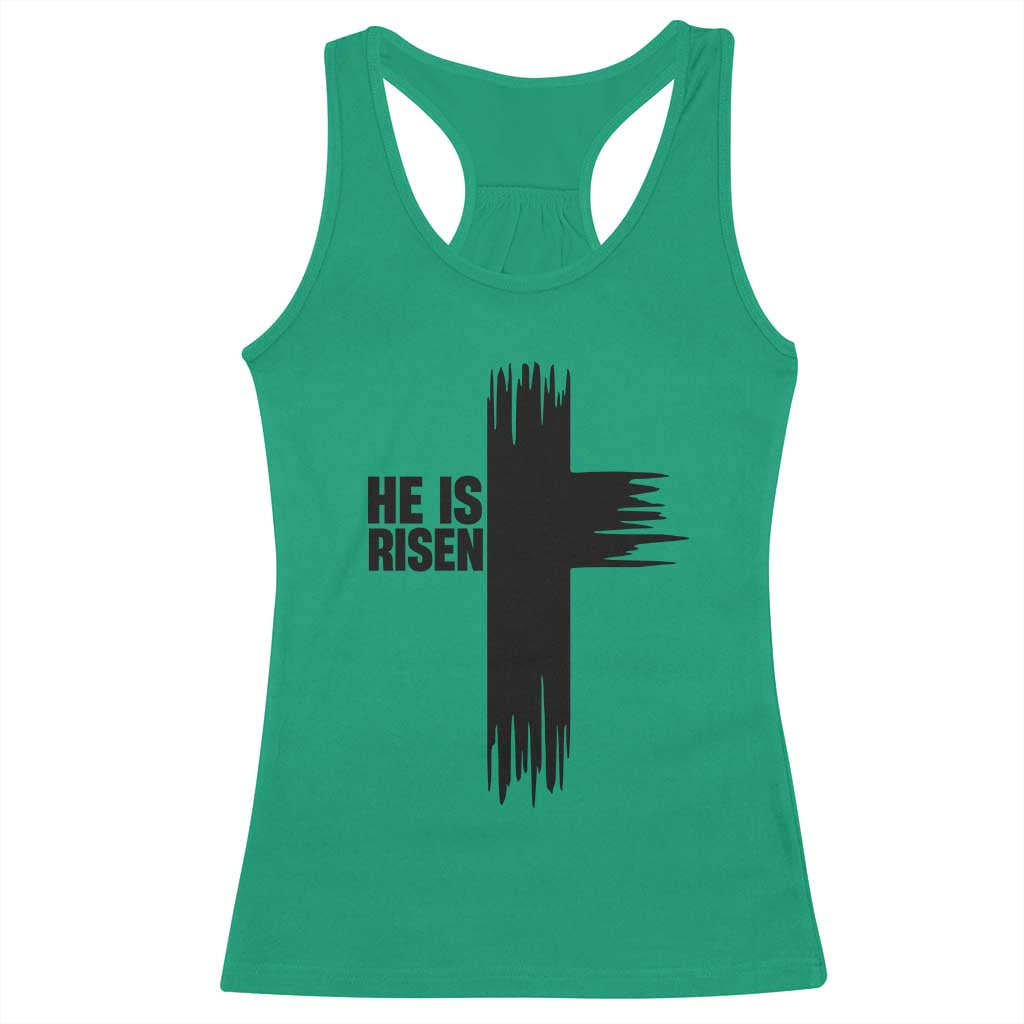 He Is Risen Racerback Tank Top Christian Easter Cross