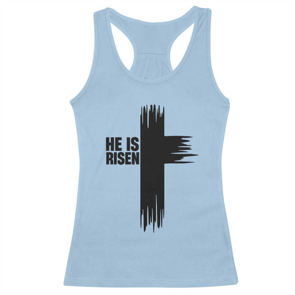 He Is Risen Racerback Tank Top Christian Easter Cross