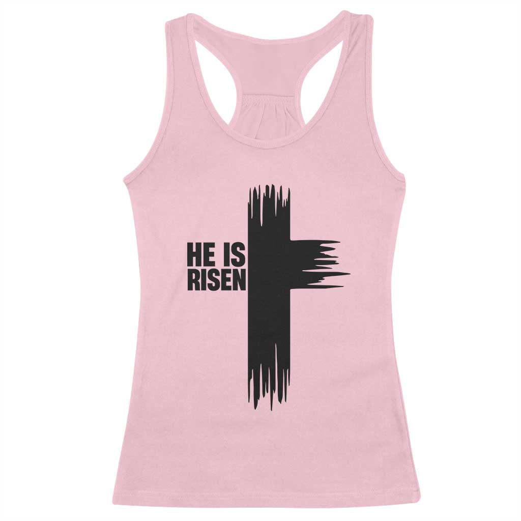 He Is Risen Racerback Tank Top Christian Easter Cross