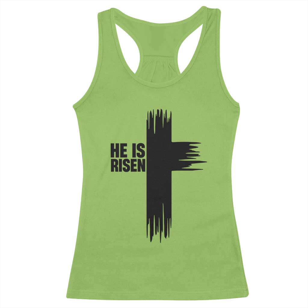 He Is Risen Racerback Tank Top Christian Easter Cross