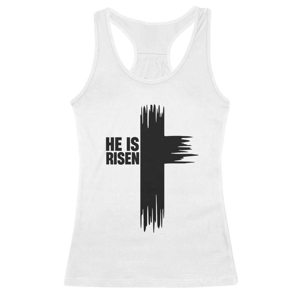 He Is Risen Racerback Tank Top Christian Easter Cross