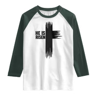 He Is Risen Raglan Shirt Christian Easter Cross