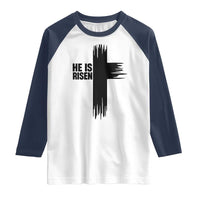 He Is Risen Raglan Shirt Christian Easter Cross