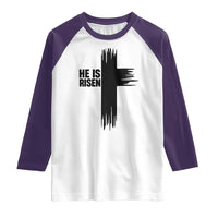 He Is Risen Raglan Shirt Christian Easter Cross