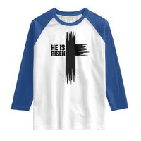 He Is Risen Raglan Shirt Christian Easter Cross