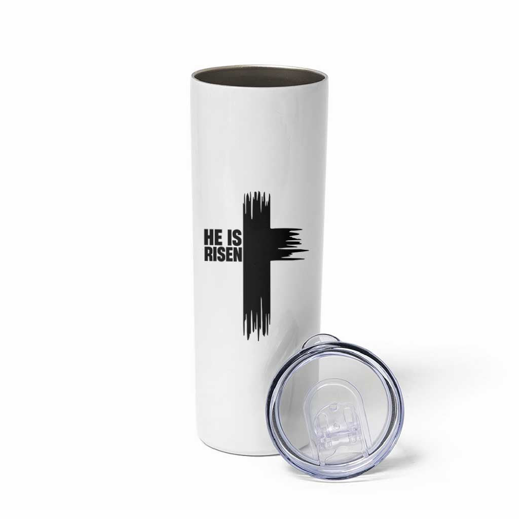 He Is Risen Skinny Tumbler Christian Easter Cross