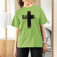 He Is Risen T Shirt For Women Christian Easter Cross