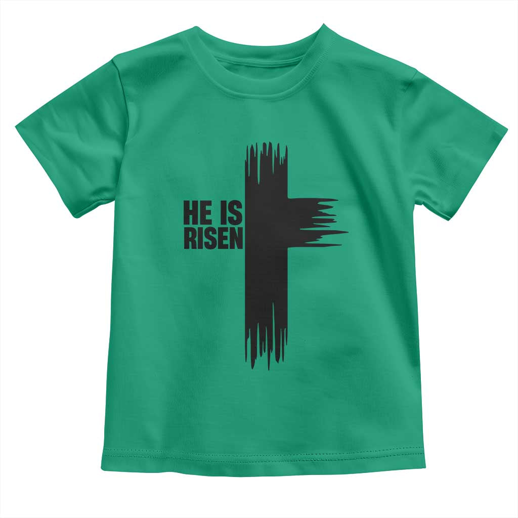 He Is Risen Toddler T Shirt Christian Easter Cross