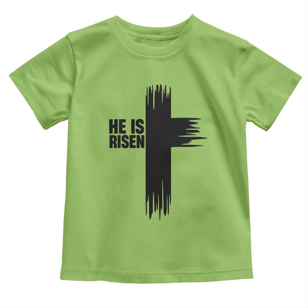 He Is Risen Toddler T Shirt Christian Easter Cross