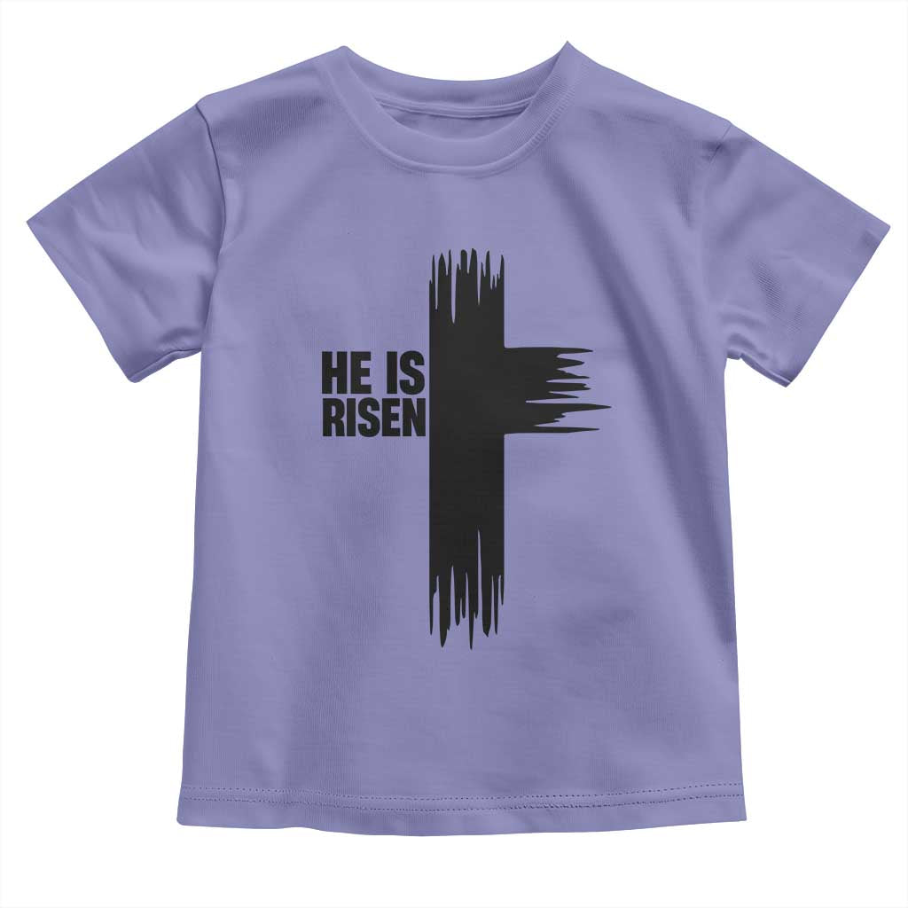 He Is Risen Toddler T Shirt Christian Easter Cross
