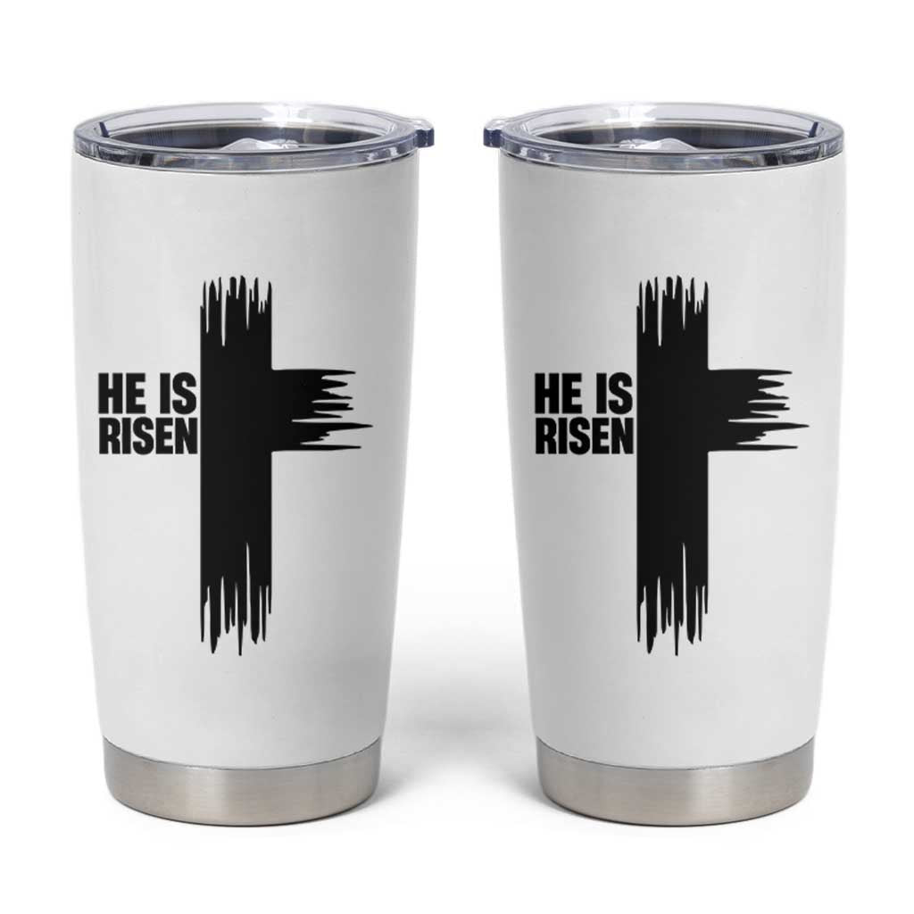 He Is Risen Tumbler Cup Christian Easter Cross