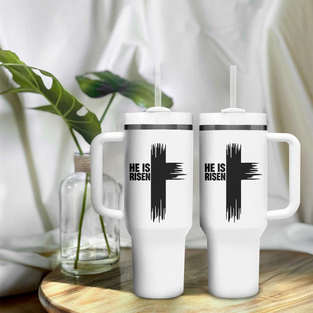 He Is Risen Tumbler With Handle Christian Easter Cross