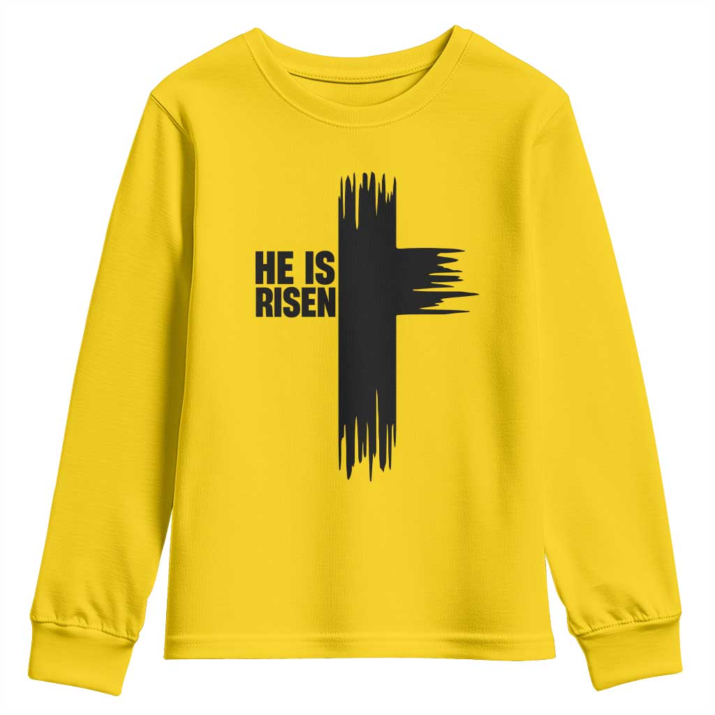 He Is Risen Youth Sweatshirt Christian Easter Cross